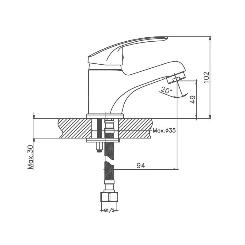 Смеситель для раковины Cron CN1039, хром