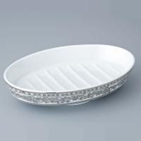 THG MARQUISE BLANC DECOR PLATINE Мыльница керамическая, настольная, декор платина, цвет белый