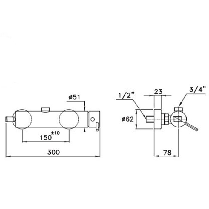 Stella Lucilla Смеситель для душа 3283C, вывод сверху, с держателем лейки, цвет: хром
