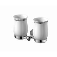 Подстаканник ASTOR двойной керамический для зубных щёток с держателем, хром, Sapho