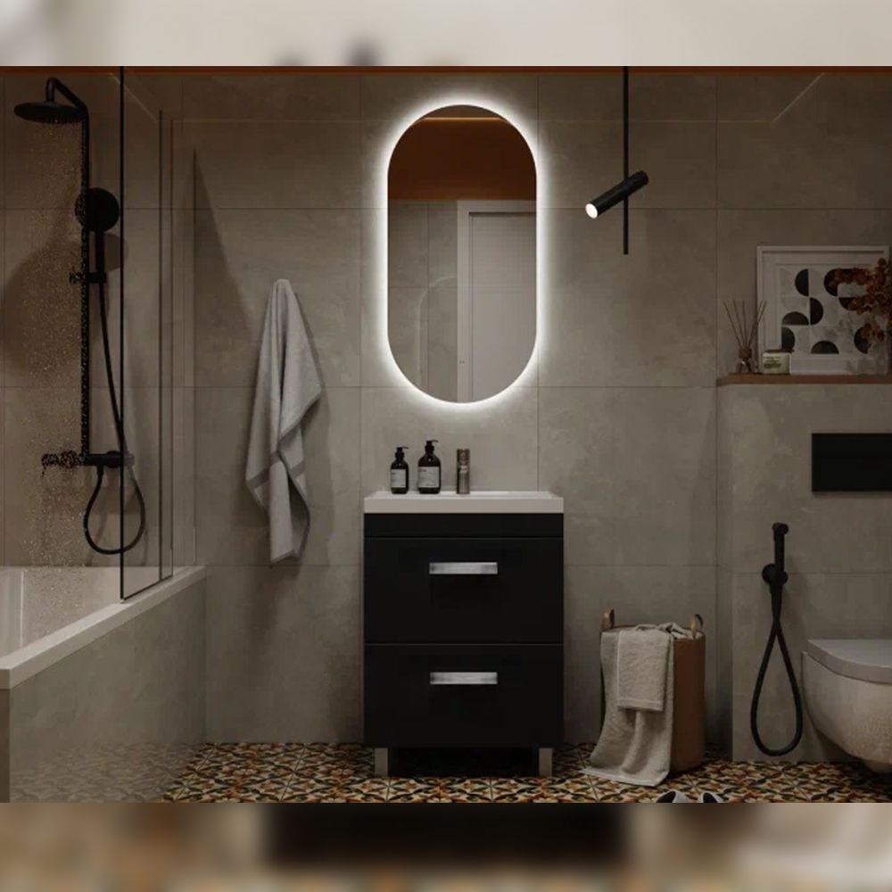 Тумба под раковину напольная Velvex Orlando tn.ORL.CLA.60.2Y графит, 60 см, артикул tn.ORL.CLA.60.2Y графит