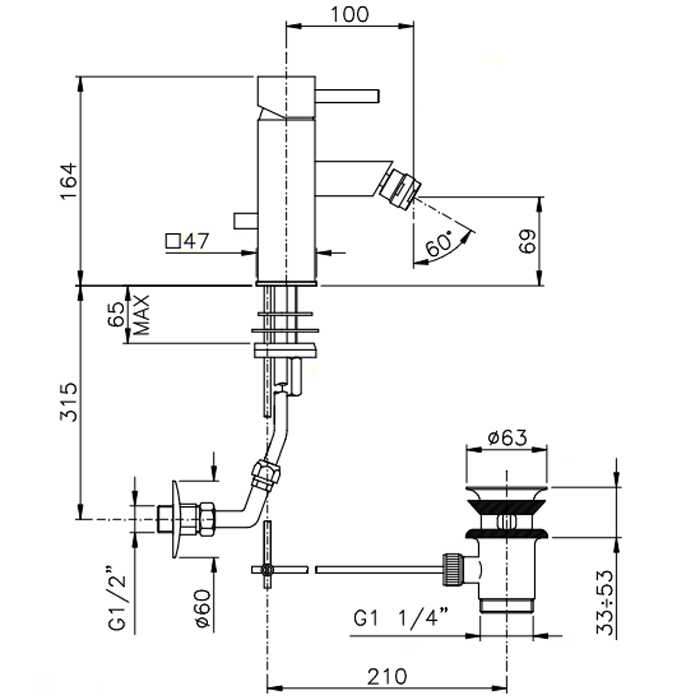 Nicolazzi Antelao Смеситель для раковины, на 1 отв, излив: 100 мм, цвет: хром