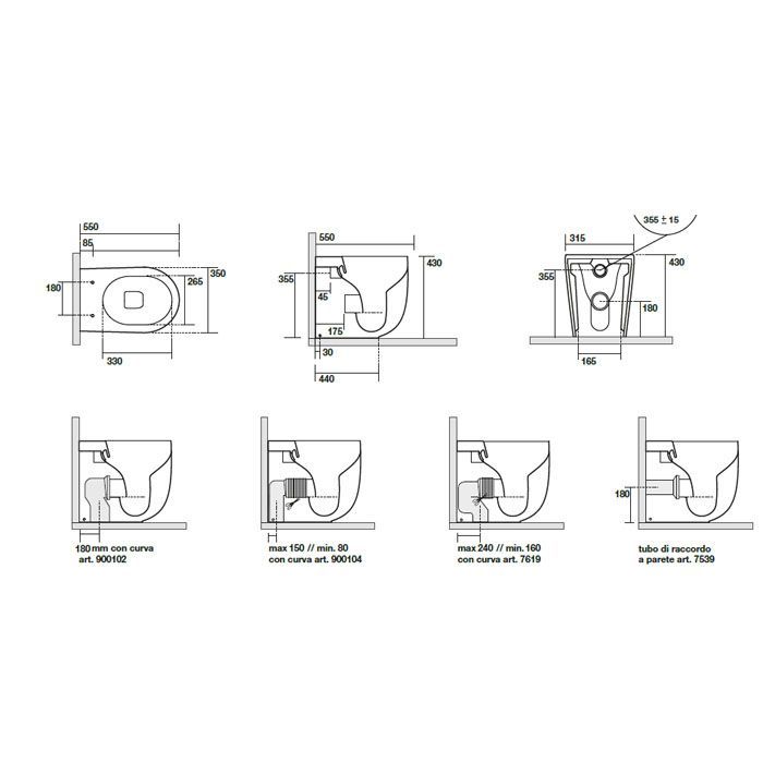 Kerasan Nolita Унитаз безободковый пристенный 55х35 см, с креплениями WB5N, цвет Nocciola mat (см. арт. 531981)