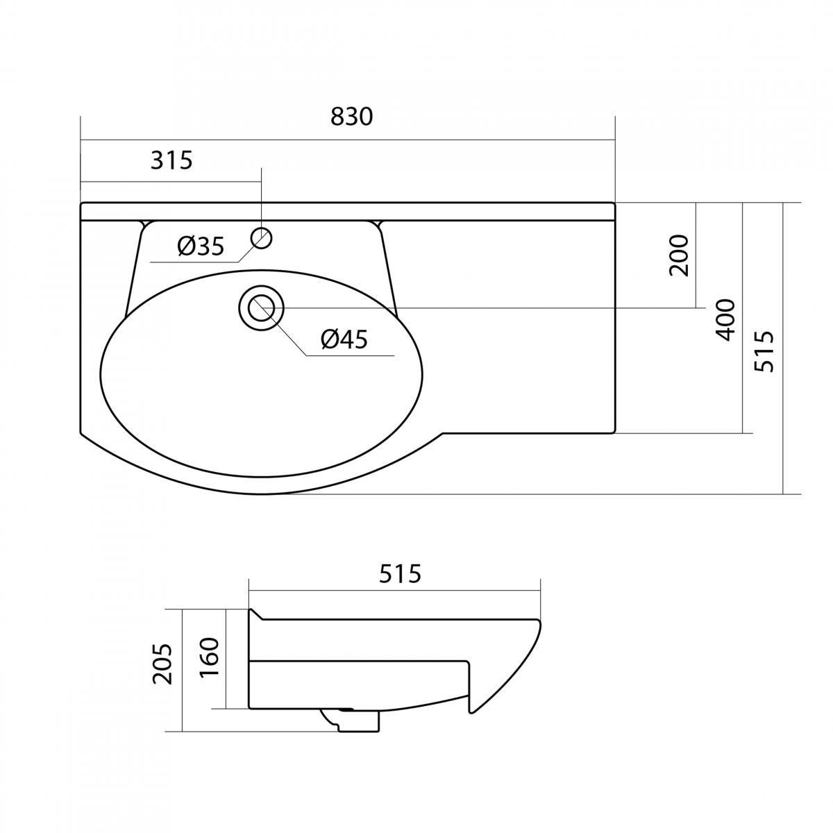 Раковина мебельная SANTEK КОРАЛЛ 1WH110228 (к тумбе, (83*51,5), белый), шт Раковина мебельная SANTEK КОРАЛЛ 1WH110228 (к тумбе, (83*51,5), белый), шт