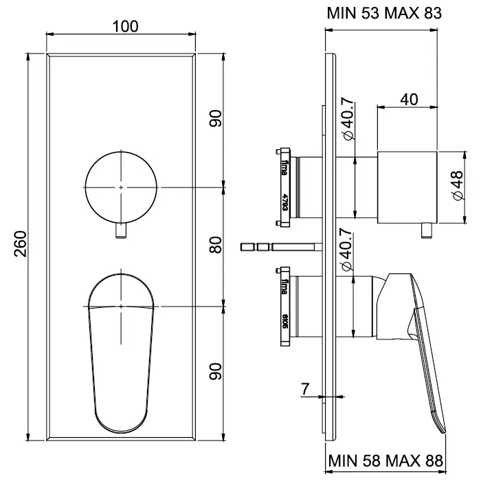 Fima Carlo Frattini Spot Смеситель для душа, встраиваемый, с переключателем на 2/3 источника, цвет: хром