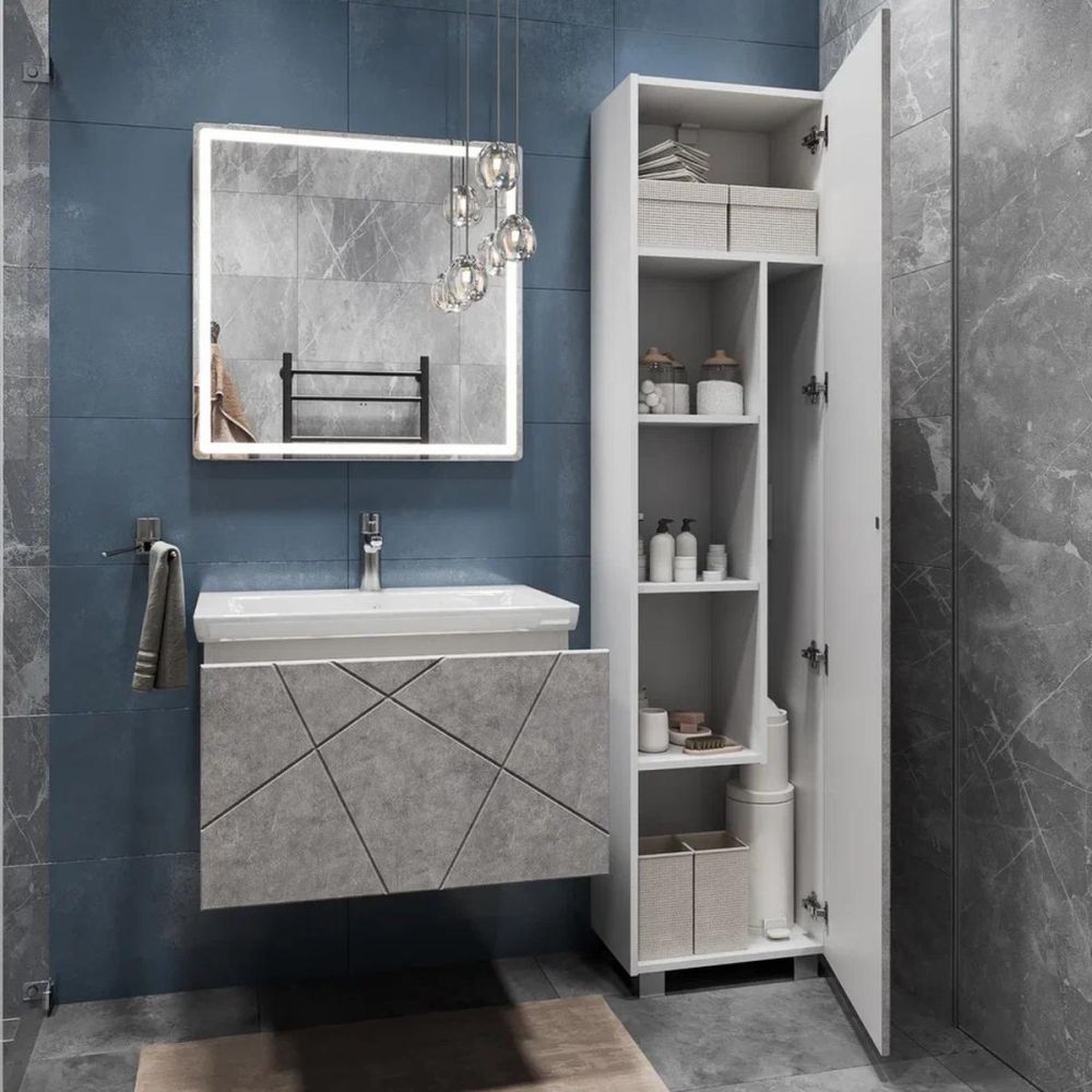 Тумба под раковину подвесная VIGO Geometry 034 бетон, 70 см, артикул 034 бетон