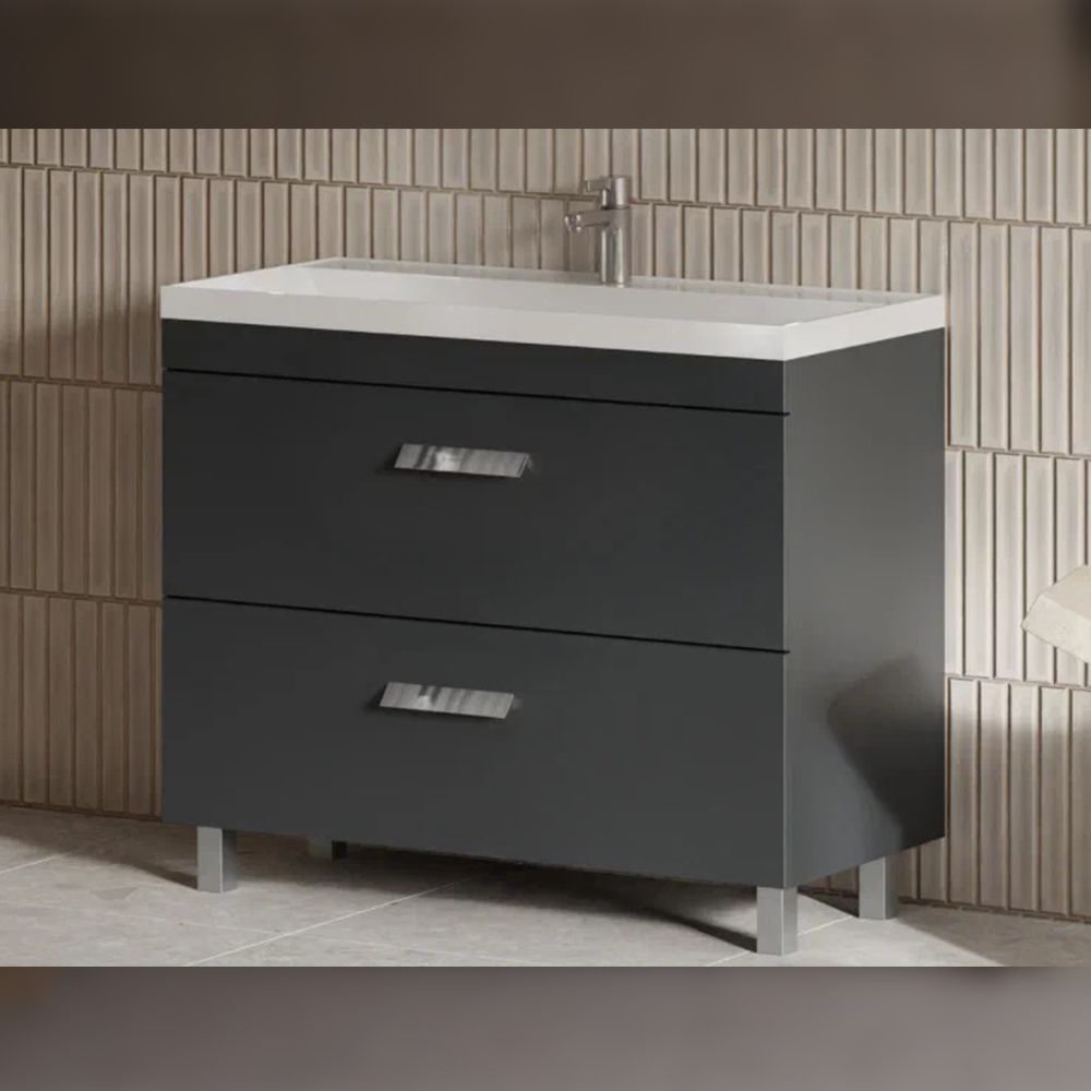 Тумба под раковину напольная Velvex Orlando tn.ORL.CLA.100.2Y графит, 100 см, артикул tn.ORL.CLA.100.2Y графит