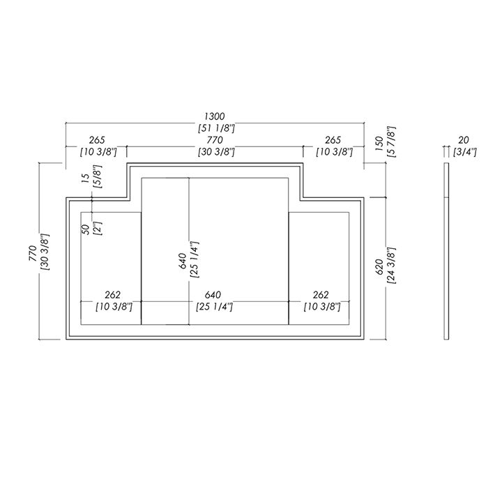 Devon Small Vogue 2 Зеркало 104*2*h77 см, цвет: черная глянцевая лакировка с внутр рамкой  “antique alluminium leaf”