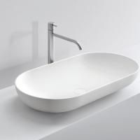 NOORTH milldue edition BLEND Раковина накладная 81х42хh13 см,  из CRISTALPLANT, без отв для сме, без перелива, с  донным клапаном, цвет белый матовый