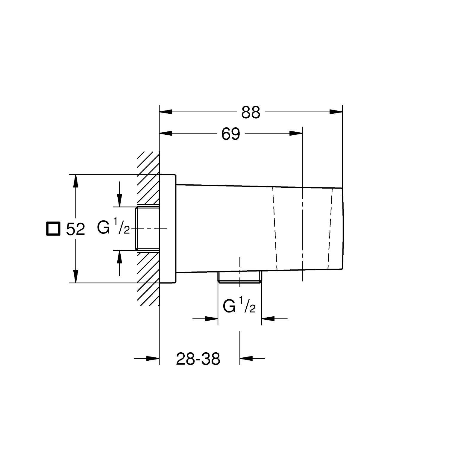 Подключение для душевого шланга, DN 15 GROHE Euphoria Cube, темный графит (26370A00) Подключение для душевого шланга, DN 15 GROHE Euphoria Cube, темный графит (26370A00)