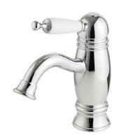 OXFORD Смеситель для раковины моноком., ручка (сверху) белая, хром