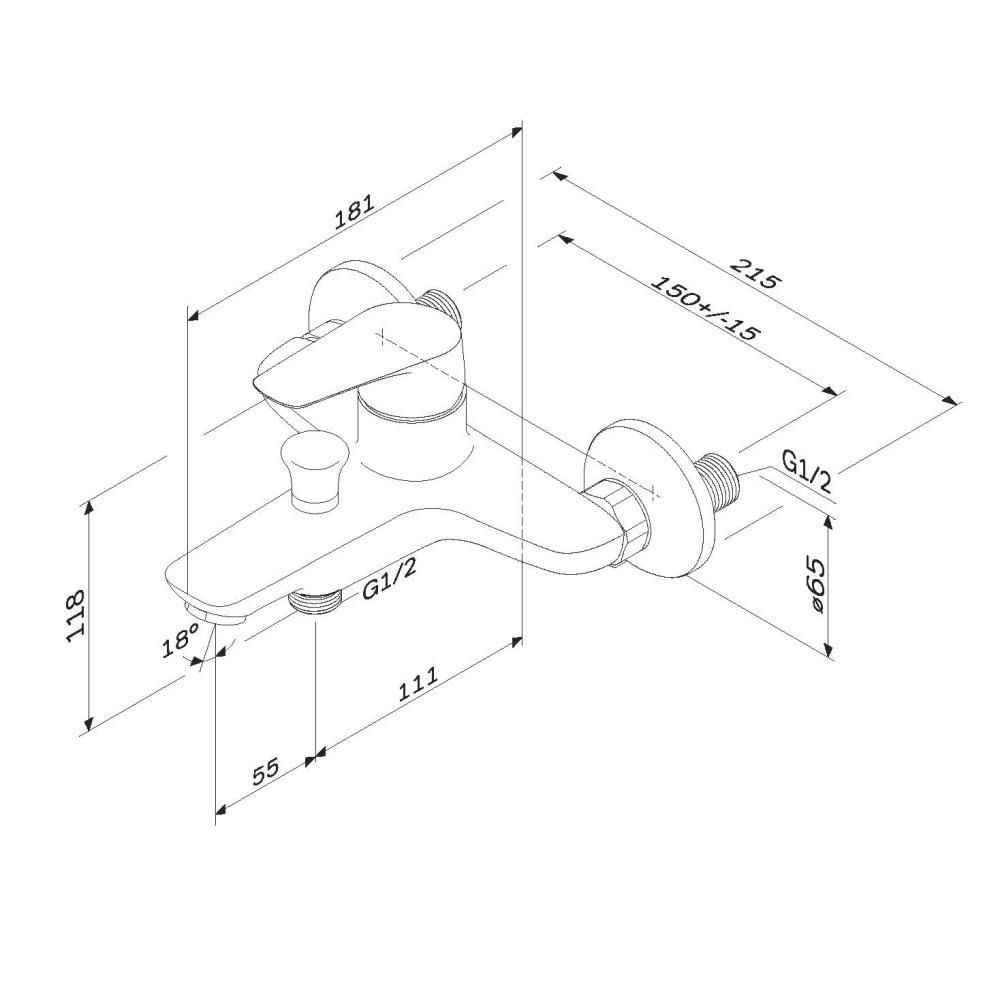 F85E10000 Joy, смеситель д/ванны/душа, хром, шт F85E10000 Joy, смеситель д/ванны/душа, хром, шт