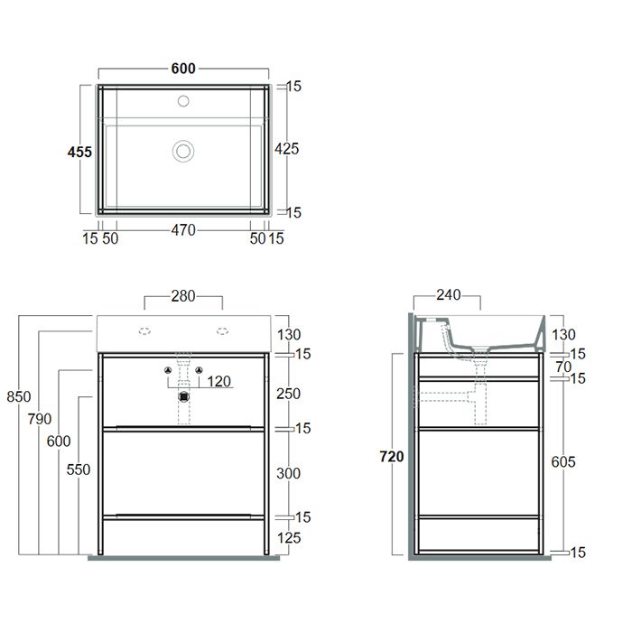 SIMAS AGILE Структура металлическая 61x46xh72 см, напольная, для раковины AG61, с 2 полками, цвет черный матовый SIMAS AGILE Структура металлическая 61x46xh72 см, напольная, для раковины AG61, с 2 полками, цвет черный матовый