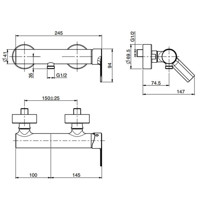Fima Carlo Frattini Mast Смеситель для душа, настенный, без душевого комплекта, цвет: хром