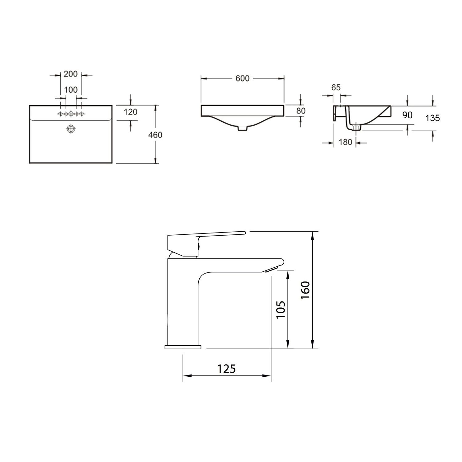 Комплект 2 в 1 Lavinia Boho Bathroom Sink 21510367, врезная фарфоровая раковина 60 см, смеситель