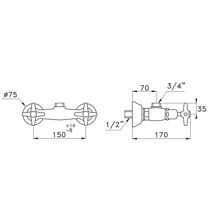 Stella Italica Смеситель для душа 3283, вывод сверху, цвет: хром
