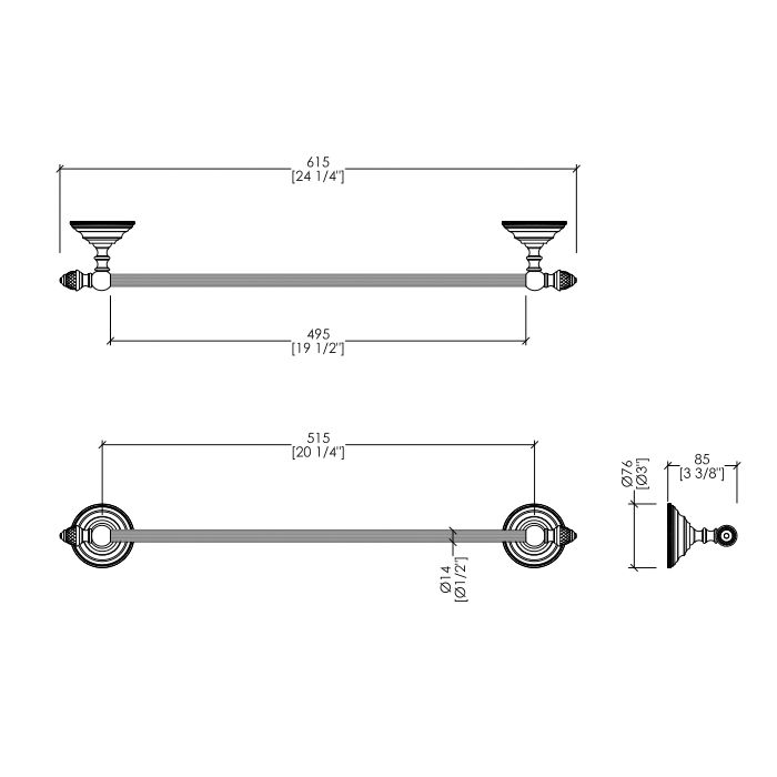 Devon Black Diamond Полотенцедержатель 61 см, цвет: никель блестящий