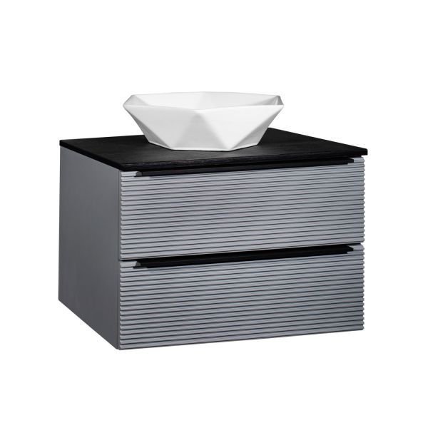 Тумба RUNO Орлеан 70 серый/чёрный подвесная под накладной умывальник (00-00002021)