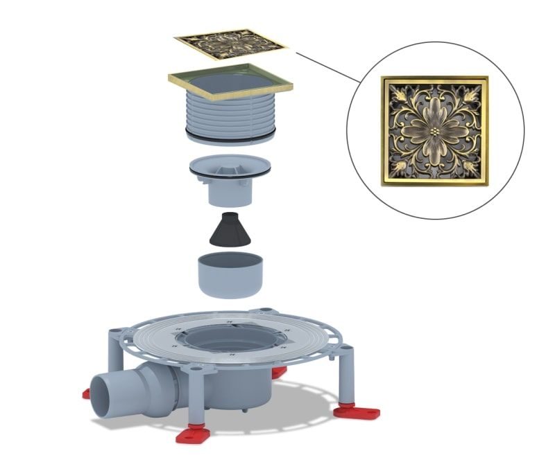 Душевой трап Bronze de Luxe 21975-5602, бронза, артикул 21975-5602