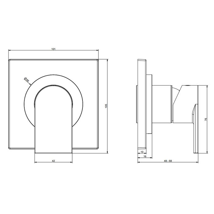Gessi Emporio Via manzoni Внешние части для настенного смесителя на 1 позицию, цвет: Finox Brushed Nickel, артикул 38722#149