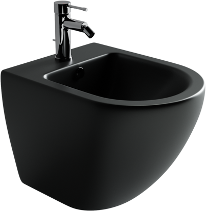 Подвесное биде Metropol, 1 отверстие под смеситель, с крепежом, черный матовый