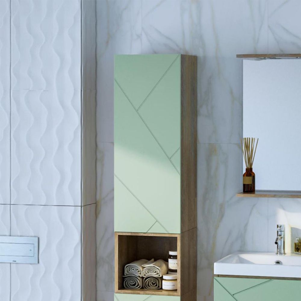 Шкаф навесной Бриклаер КРИСТАЛЛ 35х90 см, фисташковый