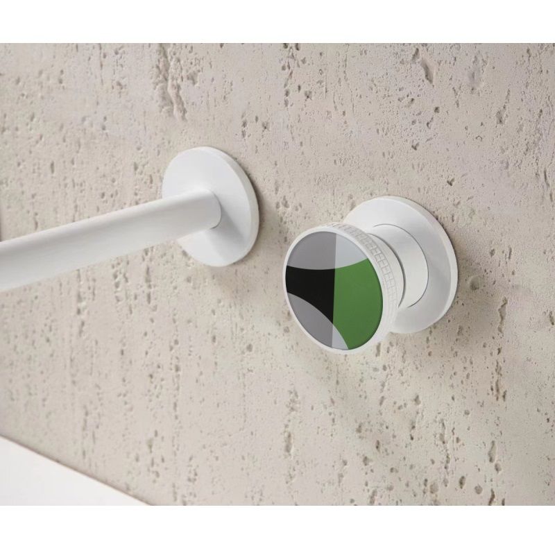 Смеситель для раковины встраиваемый Bronze de Luxe 9007W-G, белый/зеленый