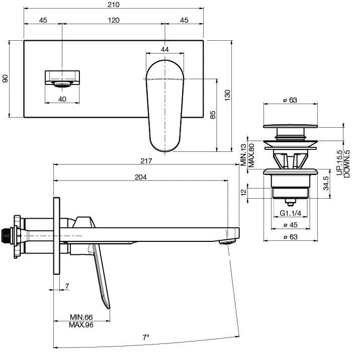 Fima Carlo Frattini Spot Cмеситель для раковины, встраиваемый, излив: 20.3см., цвет: хром