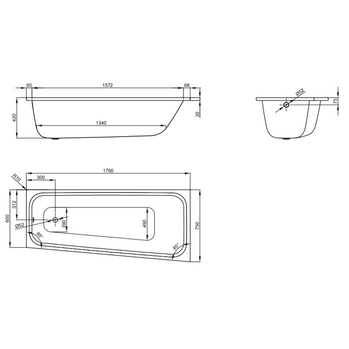 Опора для ванны, Bette, универсальная, комплект-2 штуки, артикул B23-1500