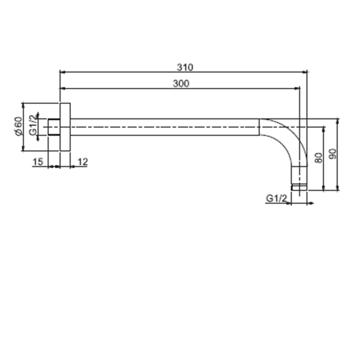 FIMA|Carlo Frattini Wellness Держатель верхнего душа 300 мм., настенный монтаж, цвет золото FIMA|Carlo Frattini Wellness Держатель верхнего душа 300 мм., настенный монтаж, цвет золото