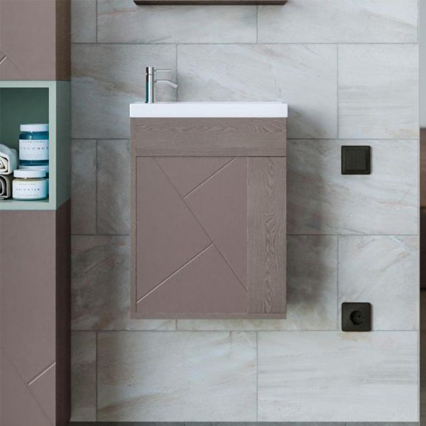 Тумба под раковину подвесная Бриклаер КРИСТАЛЛ ясень анкор темный/графит, 40 см