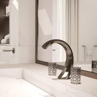 THG NIHAL PORCELAINE NOIRE Смеситель для раковины на 3 отверстия, с донным клапаном, цвет Aranja (black nickel)