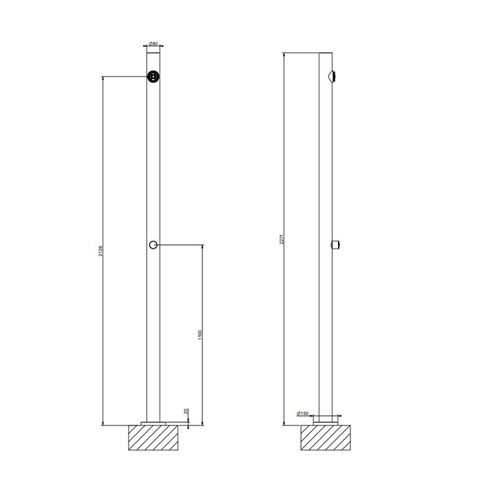 GESSI Origini Внешние части для уличной душевой стойки на 1 выход, Доукомплектовать арт. 66211 и душевой головкой , цвет Steel Brushed