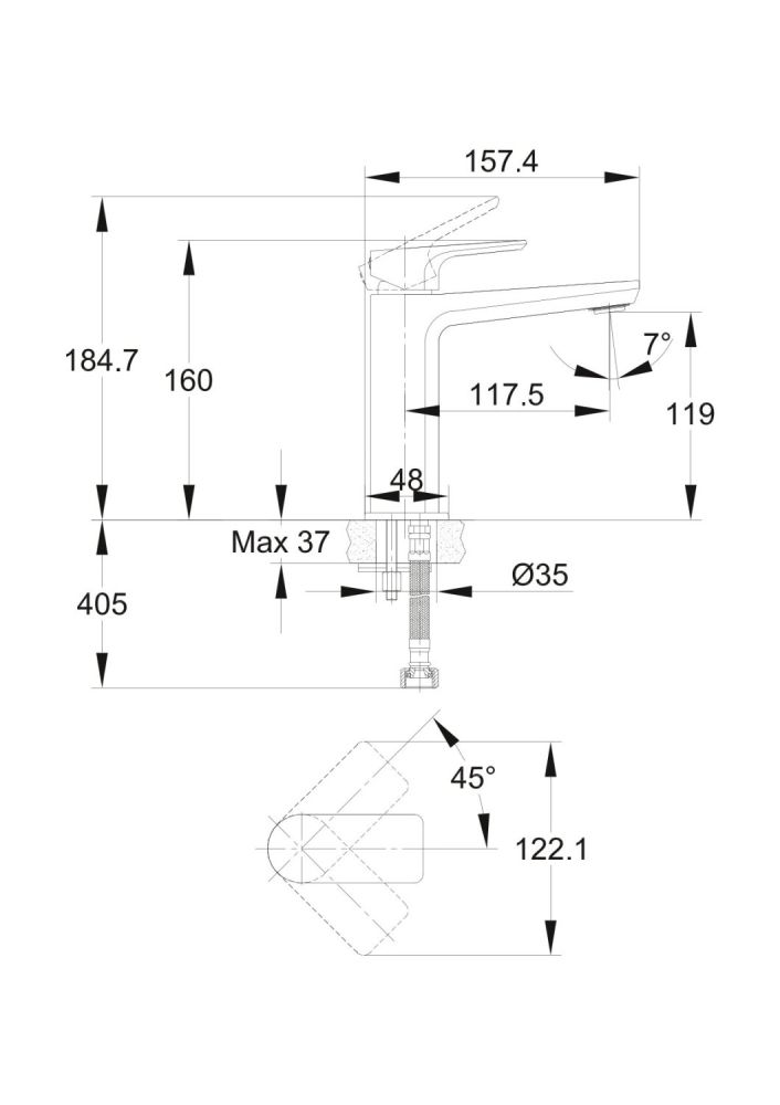 Смеситель для раковины Cersanit NATURE однорычажный (63063), артикул 63063