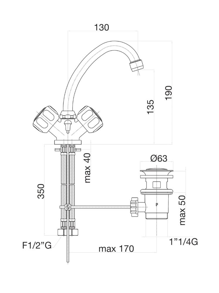 Смеситель для раковины Fiore ASTRO 14CR0367, хром, артикул 14CR0367
