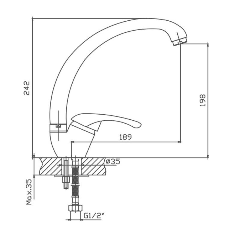 Смеситель для кухни Cron CN4103, хром