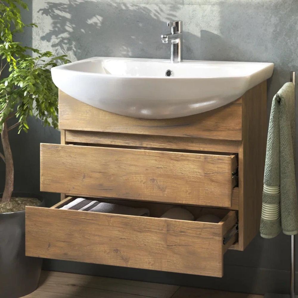 Тумба под раковину подвесная VIGO Wing tp.WIN.BAL.60.2Y дуб золотой, 60 см, артикул tp.WIN.BAL.60.2Y дуб золотой