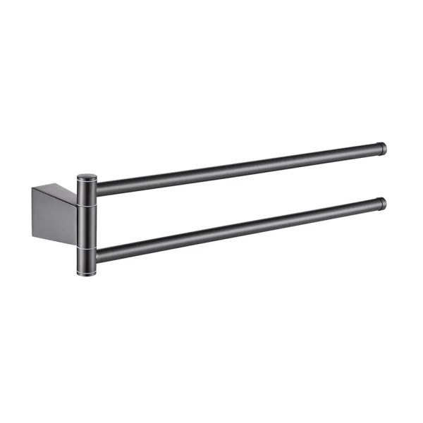 Полотенцедержатель поворотный двойной Shevanik SG5707T, оружейная сталь