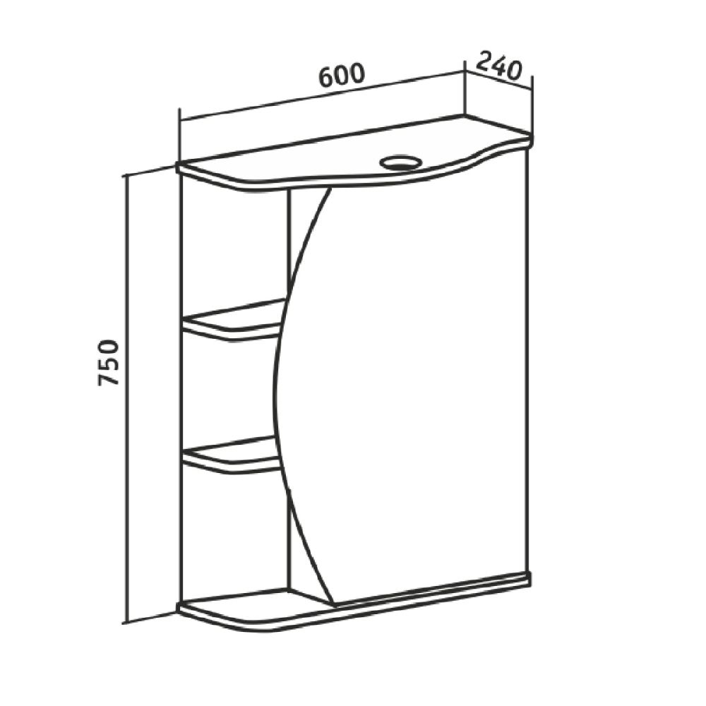 Зеркальный шкаф Runo правый Линда 60 (00000001082), артикул 00000001082