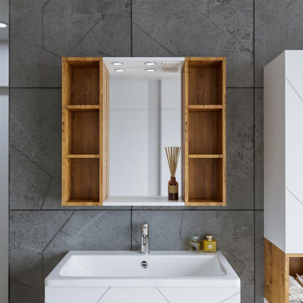 Шкаф навесной открытый Бриклаер КРИСТАЛЛ 20 см, дуб бунратти