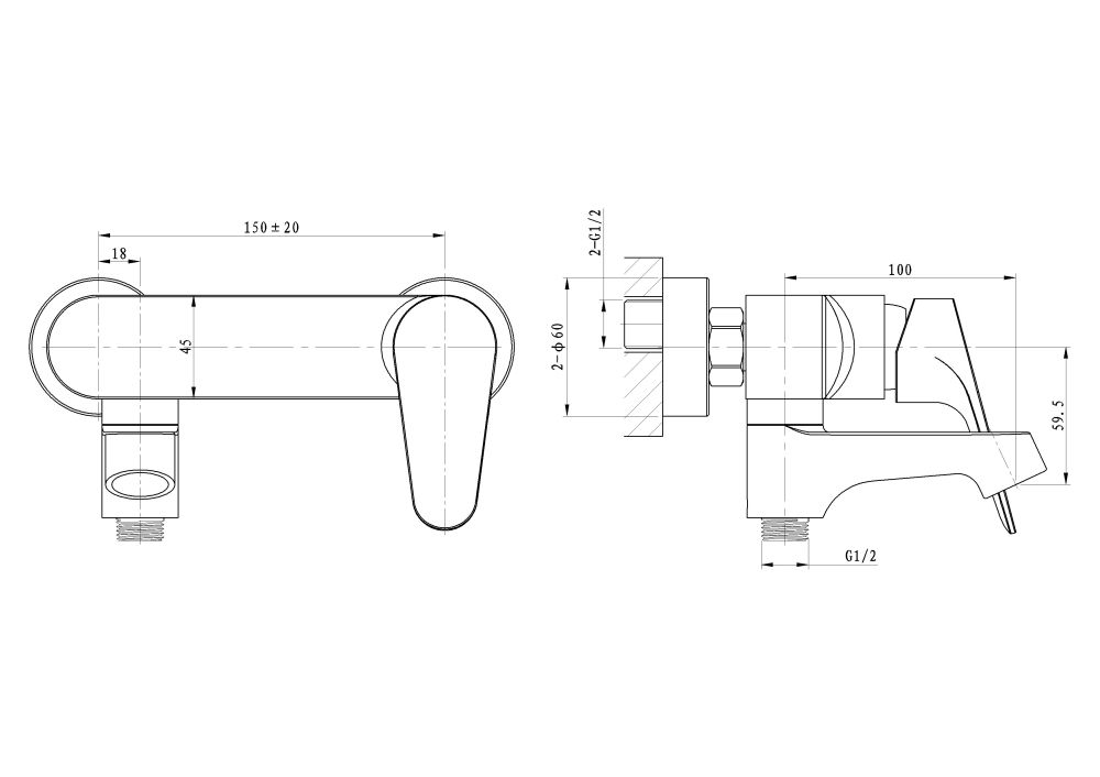 Смеситель для ванны WONZON & WOGHAND BALANCE, Хром (WW-053101-CR)