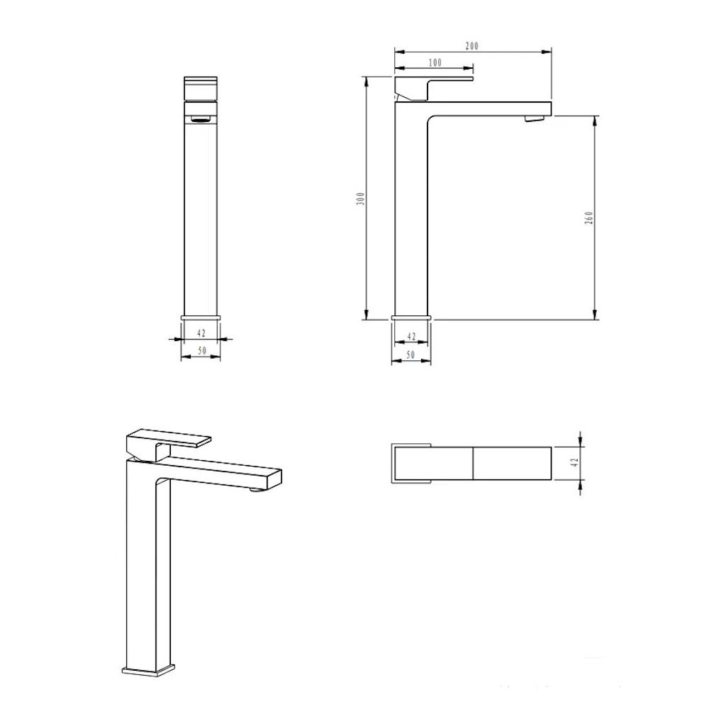 Смеситель для раковины высокий FILARETE Fing FL6040BL, черный