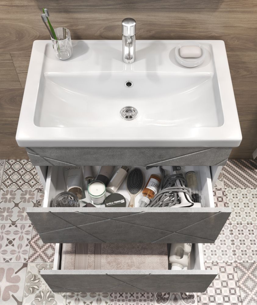 Тумба с раковиной напольная VIGO Geometry tn.GEO.FOS.70.2Y бетон, 70 см, артикул tn.GEO.FOS.70.2Y бетон-com