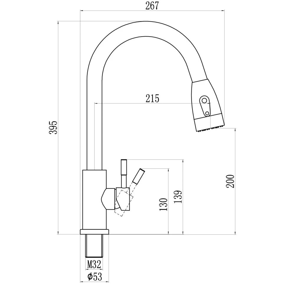 Смеситель для кухни с выдвижным изливом Savol S-002806H, черный