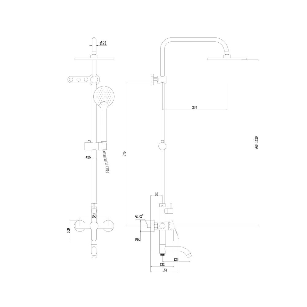 Душевая система Fmark FS8246H, черный