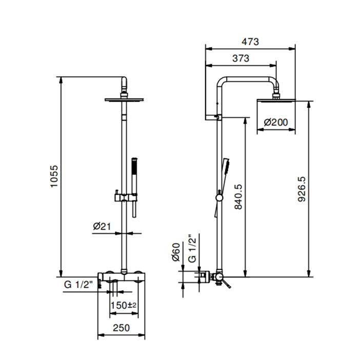 Fantini NOSTRO Душевая система: верхний душ Ø20см., ручной душ, смеситель, цвет: , цвет: хром