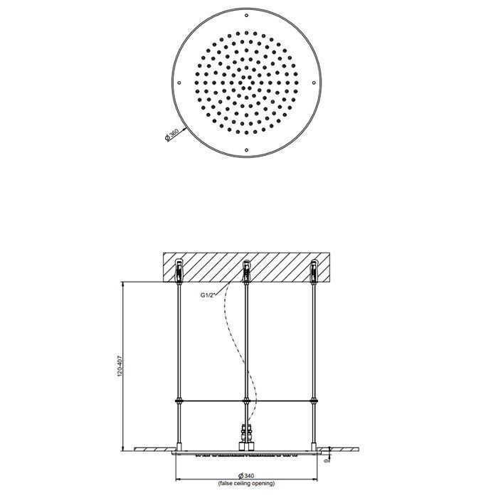 Gessi Emporio Emporio shower Душевая головка TONDO для потолочного крепления. Ø350 мм, цвет: Mirror Steel