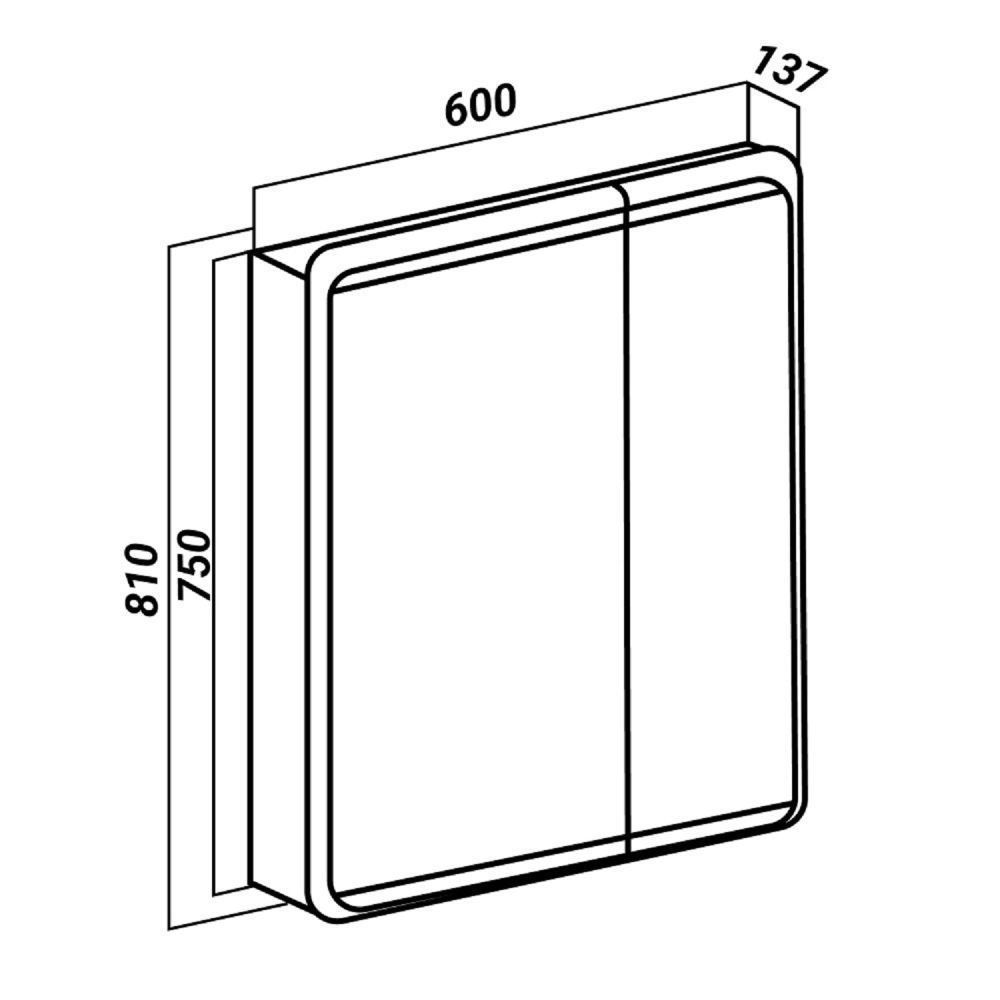Зеркальный шкаф Runo Эрика 60  (00-00004153), артикул 00-00004153
