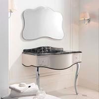 Devon Audrey Консоль (111х57,5хh89,5/99,5см) мрамор NERO MARQUINHA c 3отв; корпус цвет:белый с кантом черн; ножки цвет: св.золото(без раков. SWINDON)