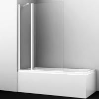 Berkel 48P02-110 WHITE Fixed Стеклянная шторка на ванну, двухстворчатая,белый профиль